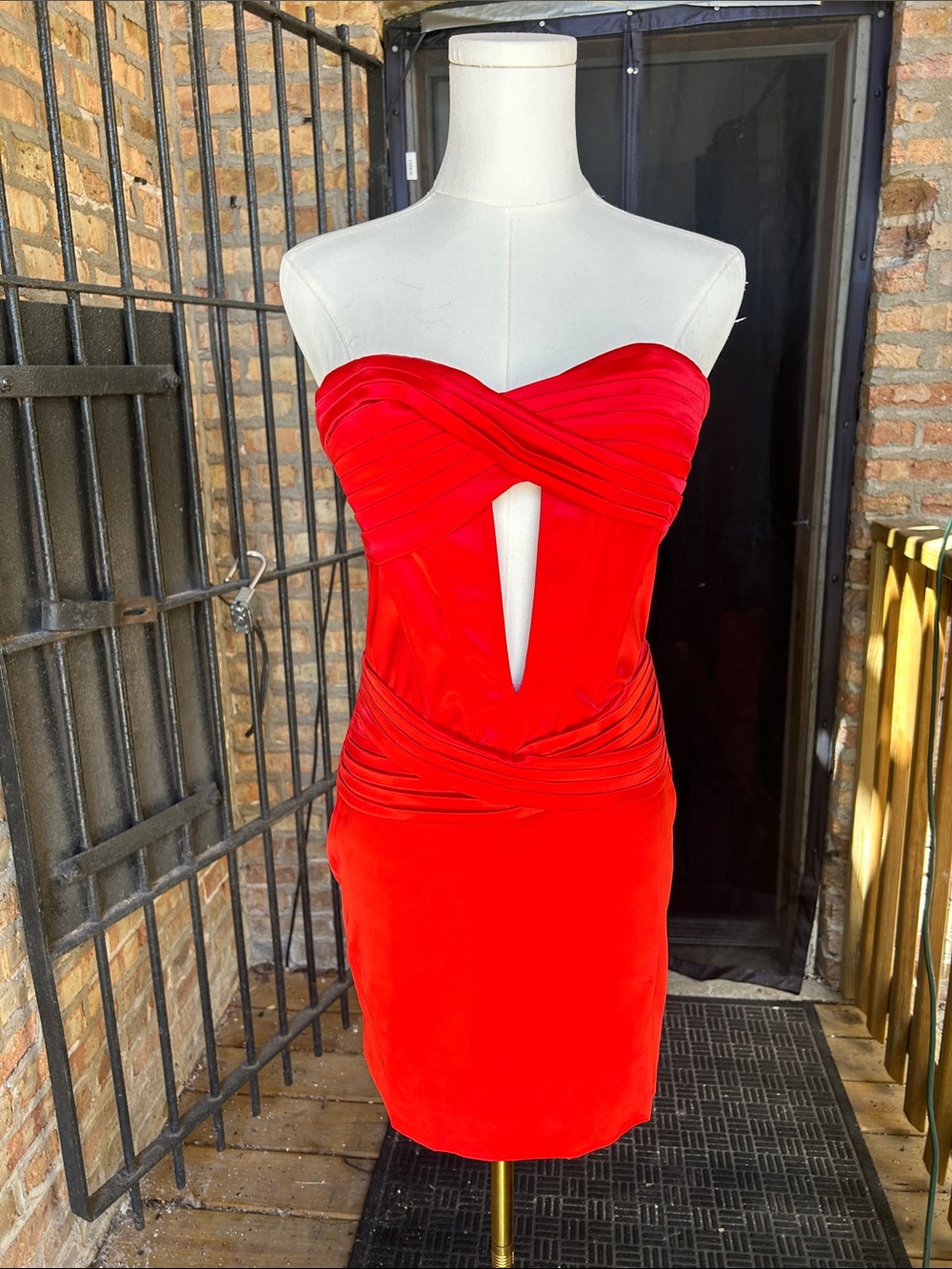 AKIRA Strapless Red Cutout Bodycon Dress
